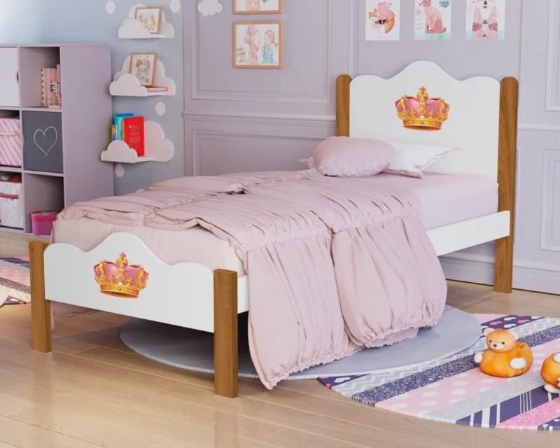 Cama Infantil Nina Branco-Nature Adesivo