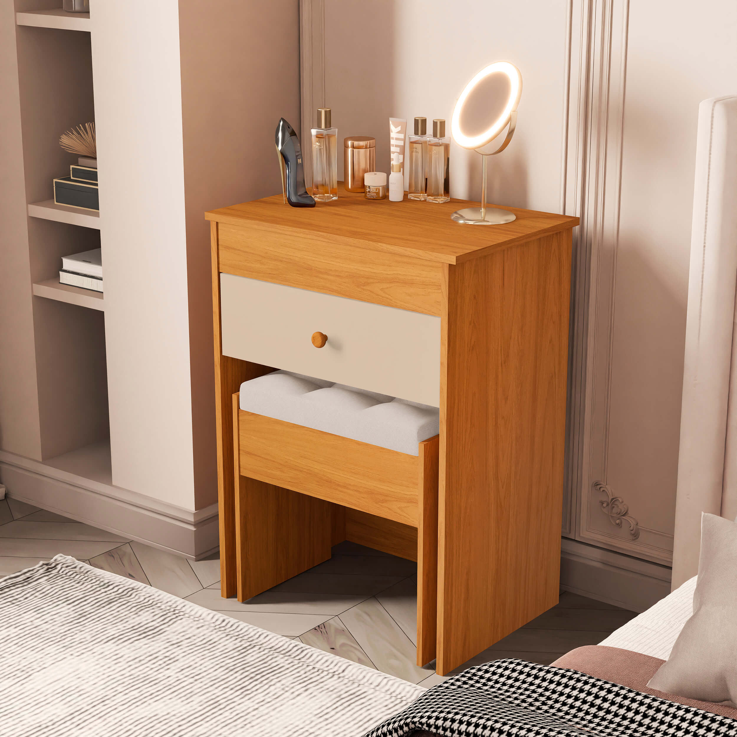 Penteadeira Clara Fechada Nature-OffWhite 3MB